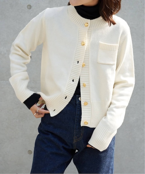 ゴールドボタンクルーネックカーディガン｜アウトドアプロダクツ