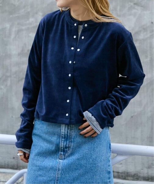 コットンベロアショートカーディガン