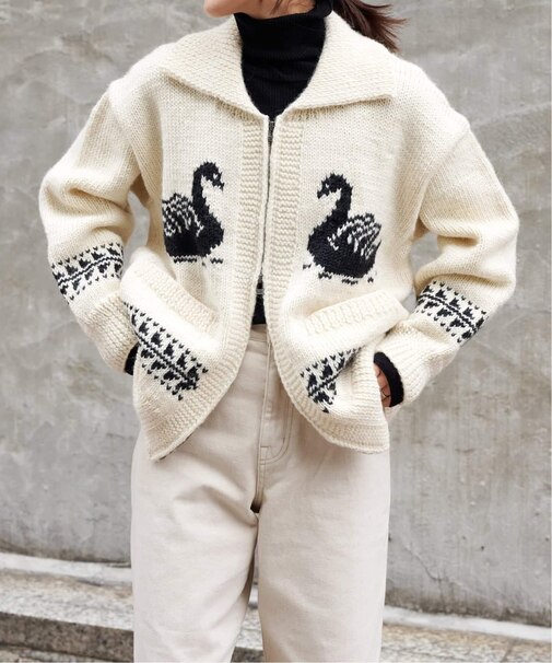 ネパールスワンカウチンハンドニットカーディガン