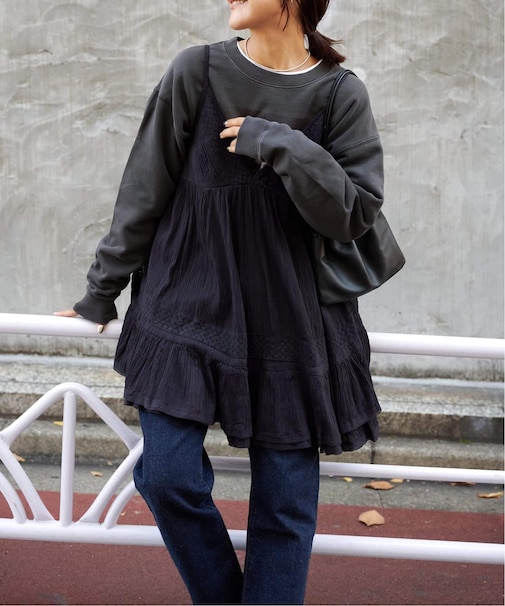 コットンレーストリムキャミソール