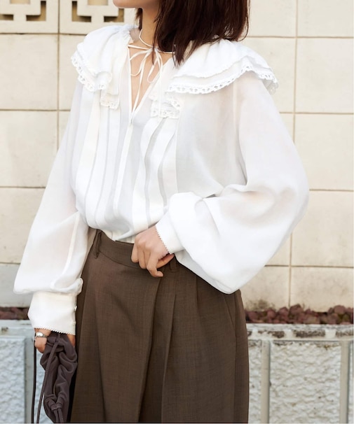 アンジェリカヴォイルフリルレースブラウス