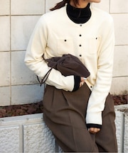 コットンスムースポケットコンパクトカーディガン