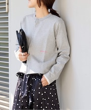 ロゴ刺繍コットンクルーネックカーディガン