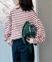 コットンボーダークルーネックワイドTEE