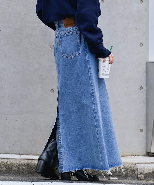 追加4ULTデニムスリットリーンスカート