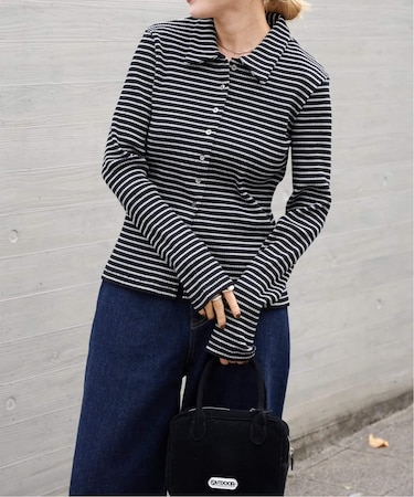 リブタイトポロシャツカットソー