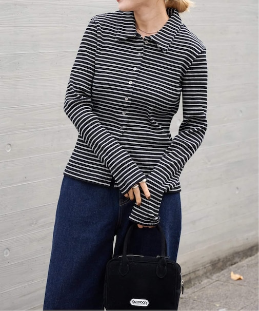 リブタイトポロシャツカットソー