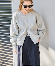 スウェットライク金ボタンカーデ