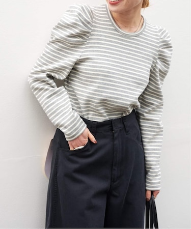 WEB限定カラーあり ボリュームスリーブボーダープルオーバー