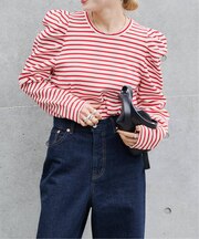 WEB限定カラーあり ボリュームスリーブボーダープルオーバー