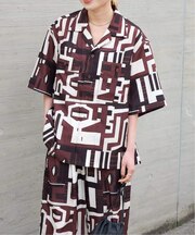 RAGモチーフプリントオープンカラーシャツ　セットアップ対応