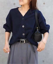 リネンコットンVネックコクーンカーディガン