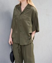 ヴィンテージタンブラーサテンオープンカラーシャツ　セットアップ対応