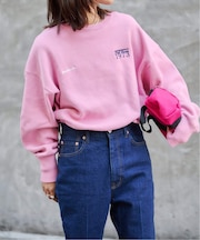 追加2 ロゴ刺繍スウェットライククルーネックニットプルオーバー