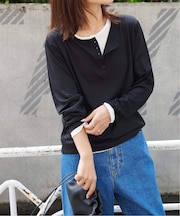 レイヤードライクヘンリーネックロンT