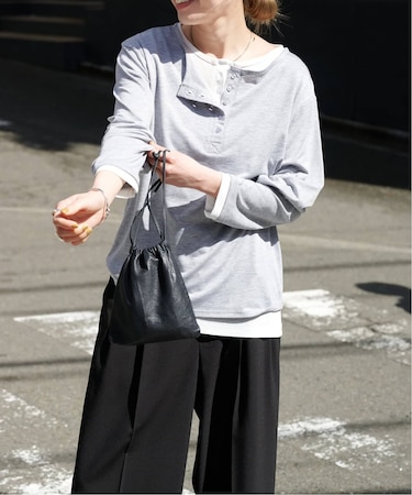 レイヤードライクヘンリーネックロンT