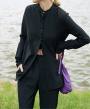 ACTIVE WEAR テレコクルーネックスナップカーディガン