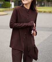 ACTIVE WEAR テレコクルーネックスナップカーディガン