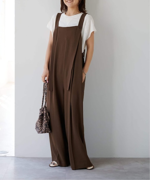 追加 ポリエステルノットディテールサロペット