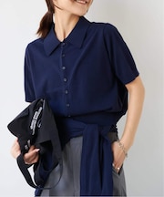 ハイゲージコットンポロシャツハーフスリーブニット