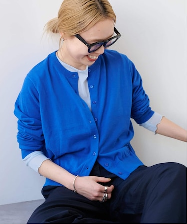 ハイゲージコットンコンパクトクルーネックカーディガン