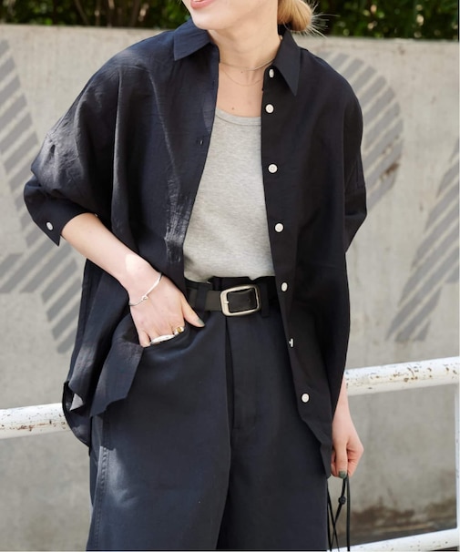 追加レ ーヨンリネンシャツ