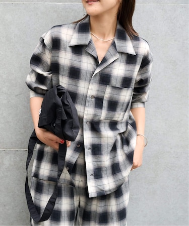 PLAIDパターンオープンカラーシャツ