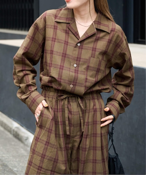 PLAIDパターンオープンカラーシャツ