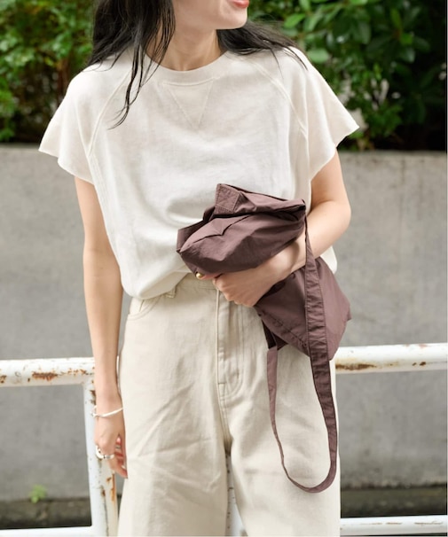 追加 スラブストレッチフレンチスリーブTEE