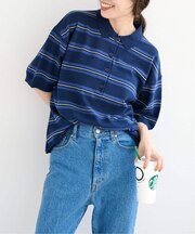 ポロカラーマルチボーダーニット