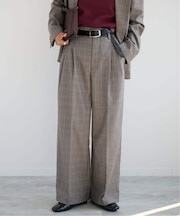 ORDINARY CHECK タックワイドスラックス セットアップ対応