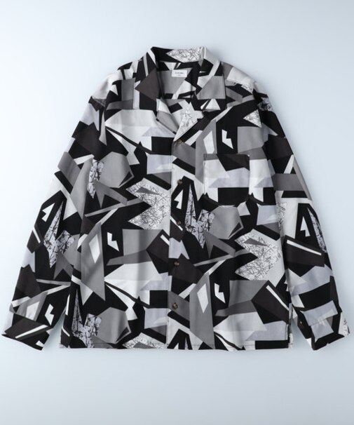 プラスワン 総柄シャツ