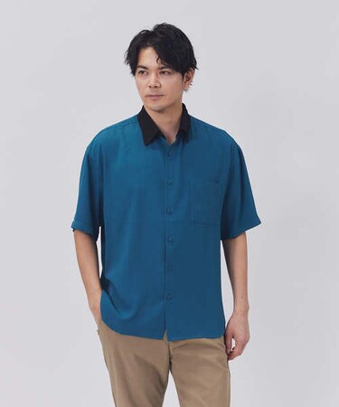 プラスワン ジョーゼットクレリックシャツ