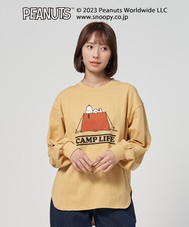 キャンプ7 スヌーピーコラボプリント長袖Ｔシャツ