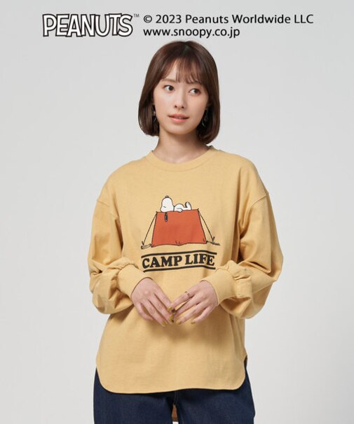 キャンプ7 スヌーピーコラボプリント長袖Ｔシャツ