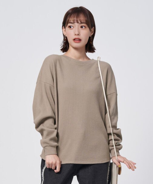 バックナンバー 前後２ＷＡＹワッフルヘンリーネック長袖Ｔシャツ