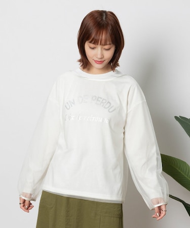 ハニーサックルローズ チュールレイヤード長袖Tシャツ