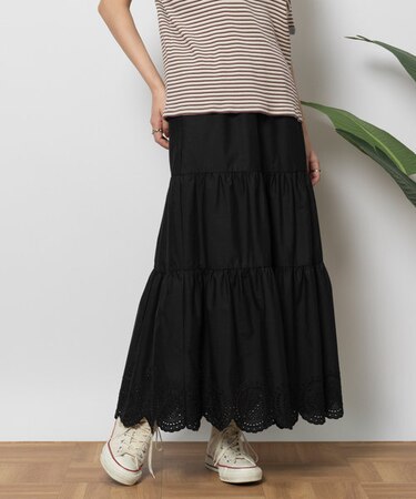 バックナンバー スカラップ刺繍ギャザースカート