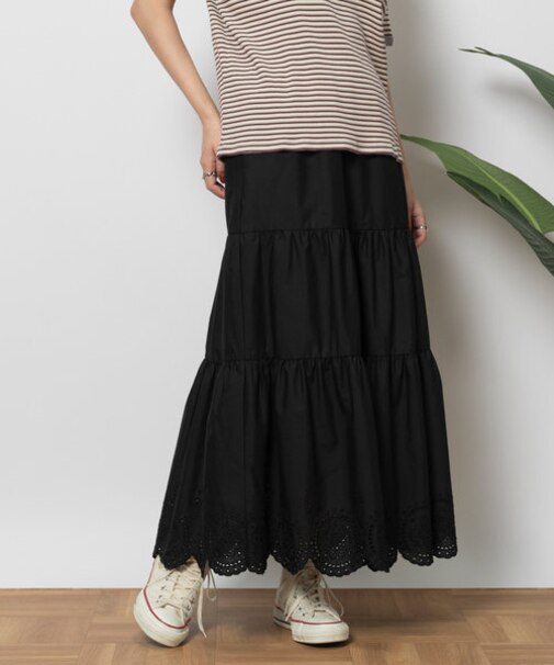 バックナンバー スカラップ刺繍ギャザースカート