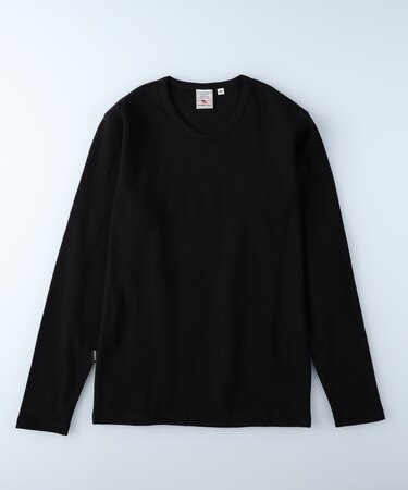 アビレックス ワッフルＶネックロンＴ
