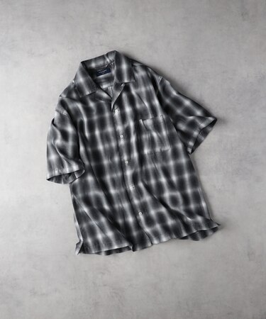 バックナンバー オンブレチェック半袖シャツ