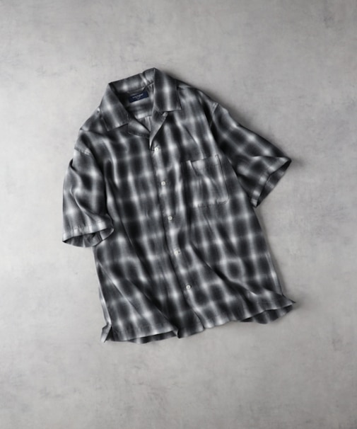 バックナンバー オンブレチェック半袖シャツ