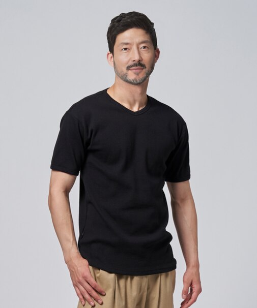 アビレックス ミニワッフルＶネックＴシャツ