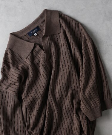 バックナンバー 透かし編みニットスキッパーポロシャツ