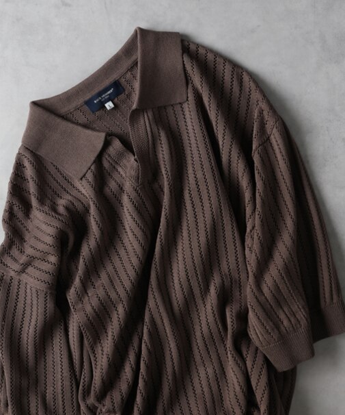 バックナンバー 透かし編みニットスキッパーポロシャツ