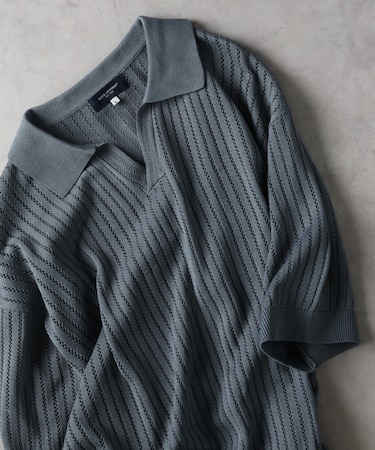 バックナンバー 透かし編みニットスキッパーポロシャツ