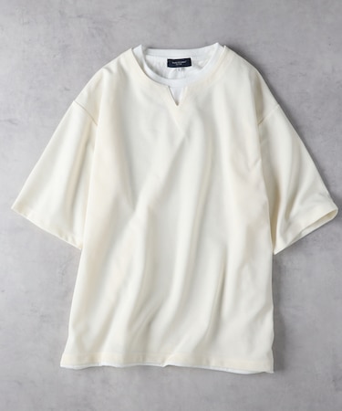 バックナンバー キーネック切替半袖Tシャツ