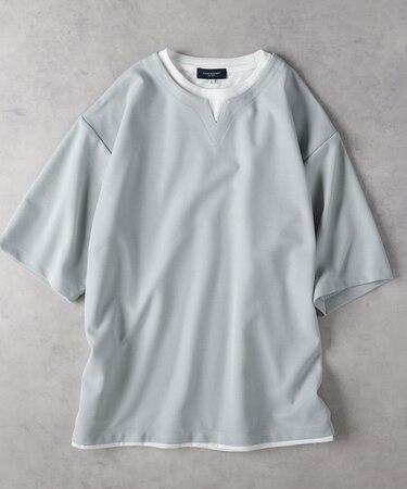 バックナンバー キーネック切替半袖Tシャツ