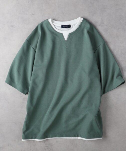 バックナンバー キーネック切替半袖Tシャツ