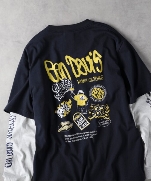 ベンデイビス リアルレイヤードロングスリーブプリントＴシャツ
